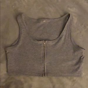 Grey Zip up Crop Top